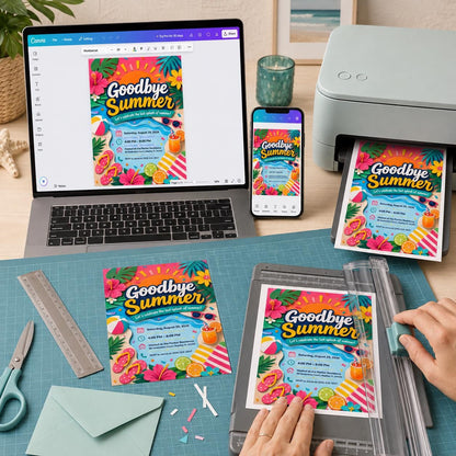 Goodbye Summer Party Invitation — print-ready pool party design from VoltBy
