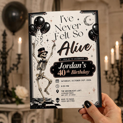 Gothic 40th Birthday Halloween Invitation — digital invitation, instant download