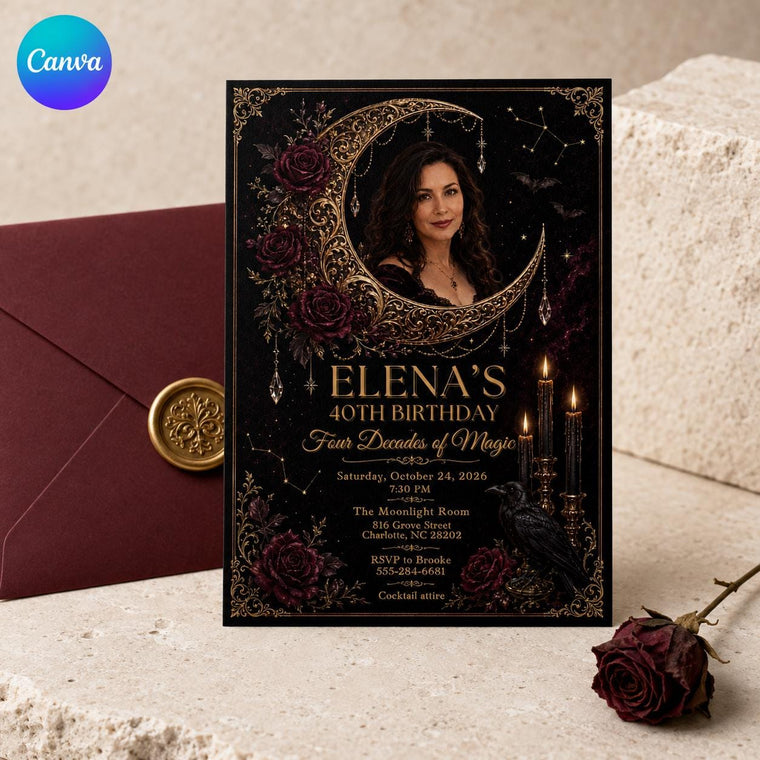 Gothic Celestial 40th Birthday Invitation
