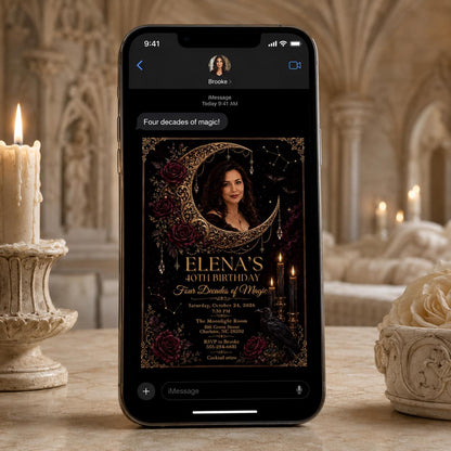 Gothic Celestial 40th Birthday Invitation — digital invitation, instant download