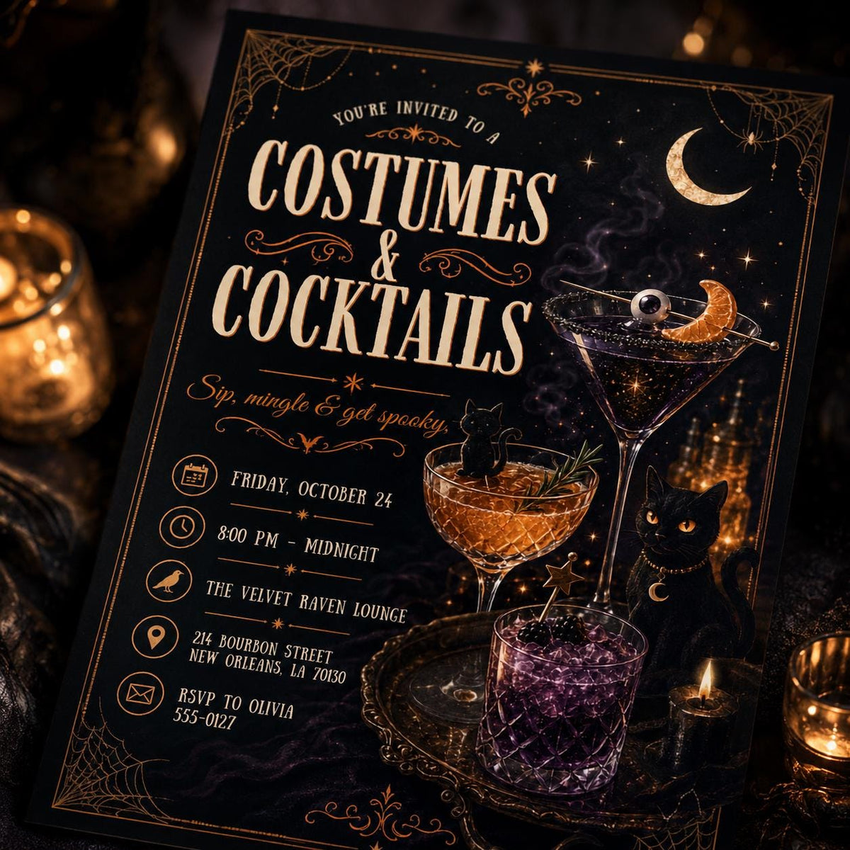 Gothic Costumes and Cocktails Invitation: Gothic Spooky Cocktail Night — digital invitation, instant download