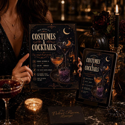 Gothic Costumes and Cocktails Invitation: Gothic Spooky Cocktail Night — Halloween party stationery by VoltBy
