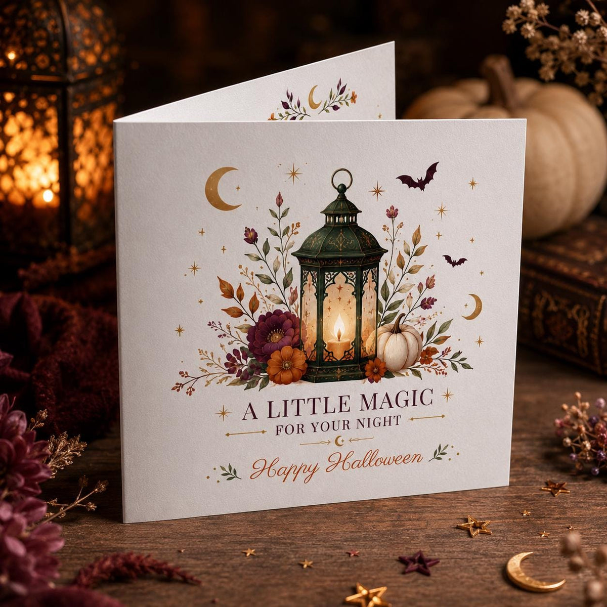 Gothic Floral Elegant Halloween Greeting Card — digital greeting card, instant download