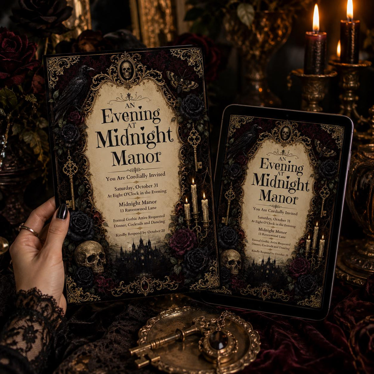 Gothic Halloween Party Invitation — print-ready Halloween party design from VoltBy