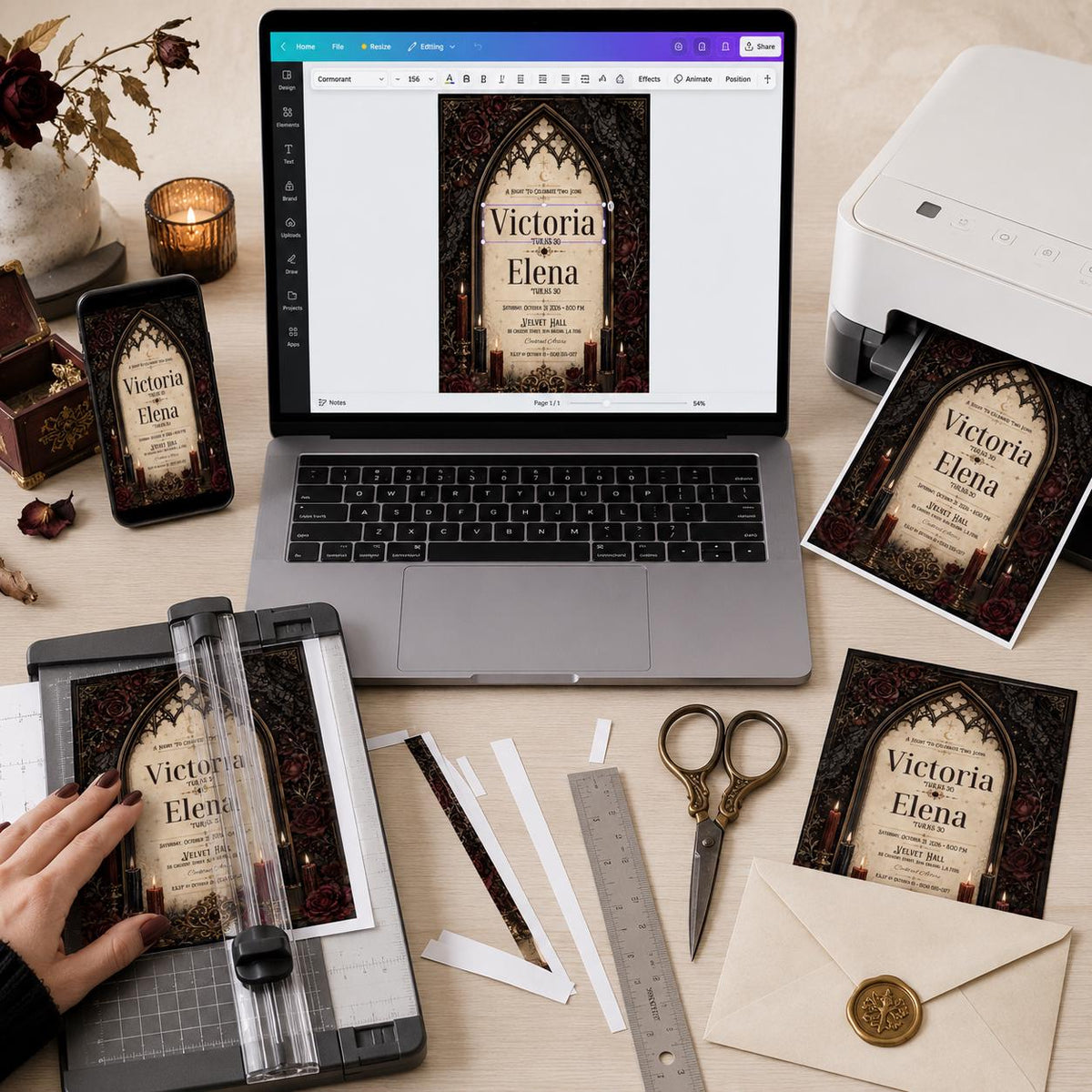 Gothic Joint 30th Birthday Cathedral Arch Invitation — print-ready 30th birthday party design from VoltBy
