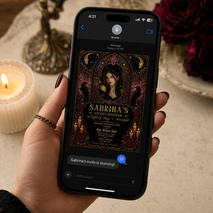 Gothic Sweet 16 Invitation — digital invitation, instant download