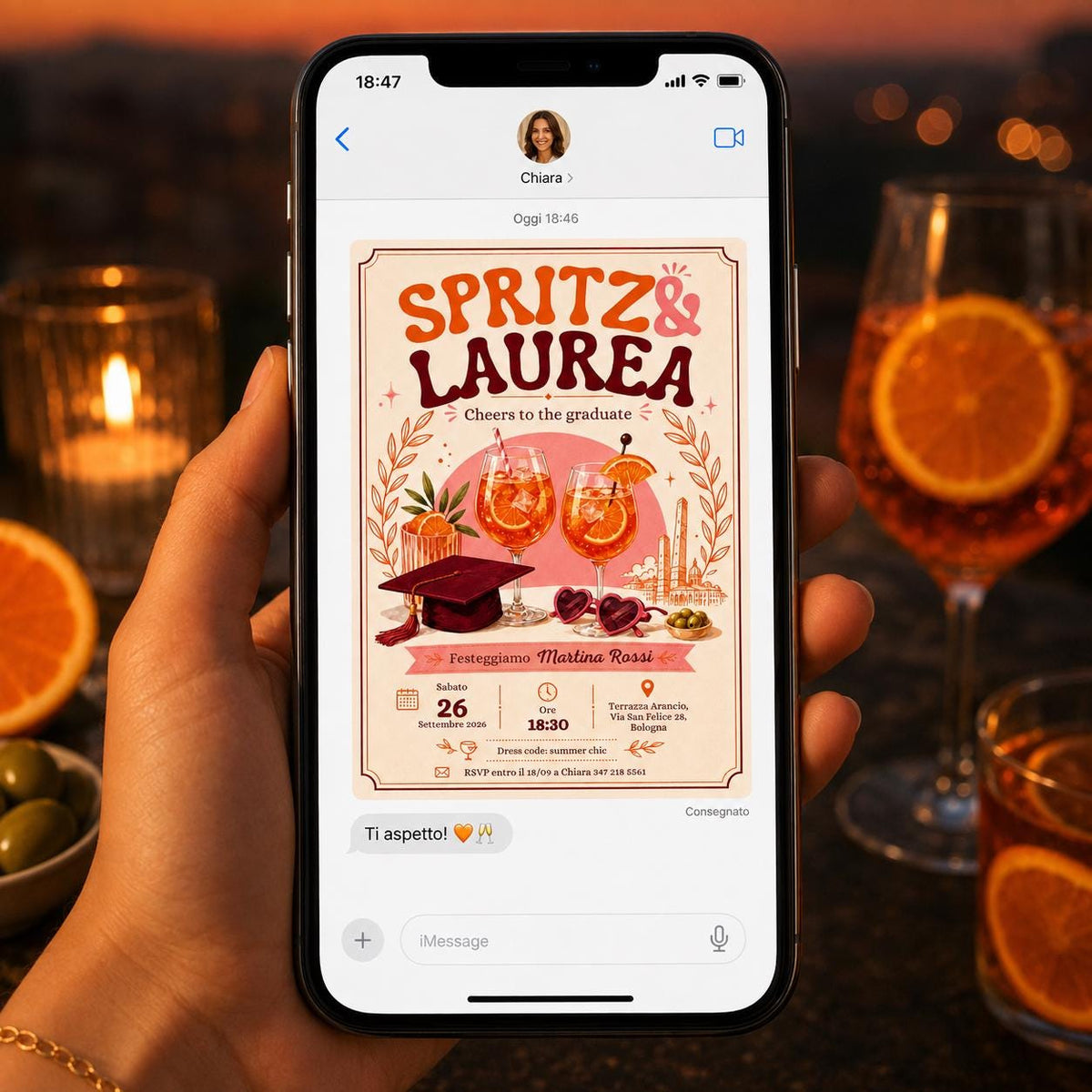 Graduation Aperitivo Invitation — cocktail design