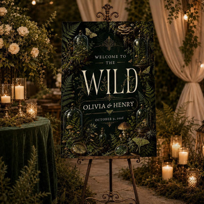 Green Botanical Enchanted Forest Wedding Welcome Sign — print-ready wedding design from VoltBy