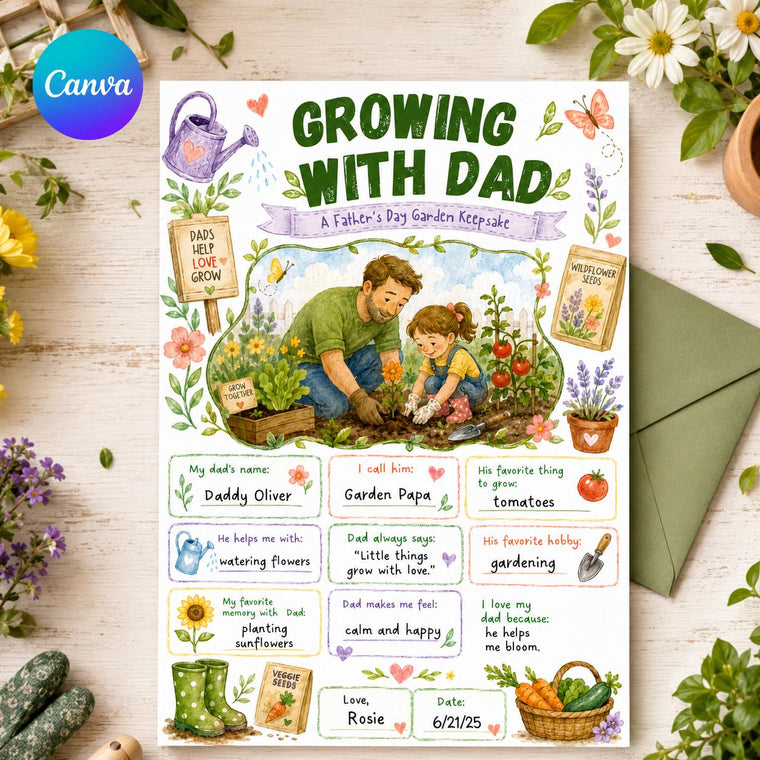 Growing with Dad Father's Day Garden Worksheet
