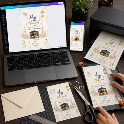 Hajj Mubarak Invitation: Islamic Celebration — digital invitation, instant download