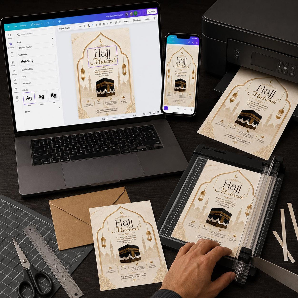 Hajj Mubarak Invitation: Islamic Celebration Gathering — digital invitation, instant download