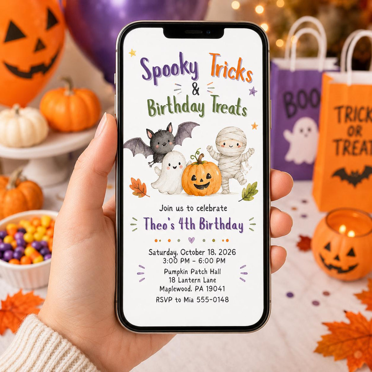 Halloween Birthday Invitation — invitation you personalize in Canva