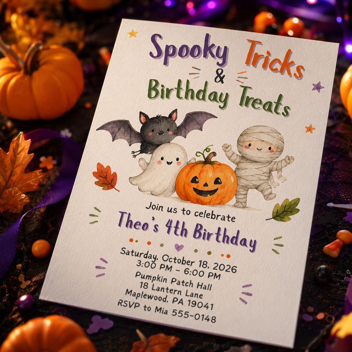 Halloween Birthday Invitation — print-ready birthday party design from VoltBy