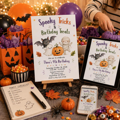Halloween Birthday Invitation — digital invitation, instant download