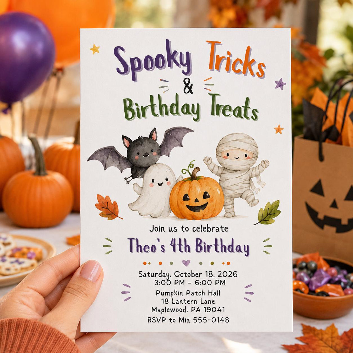 Halloween Birthday Invitation — birthday party stationery by VoltBy