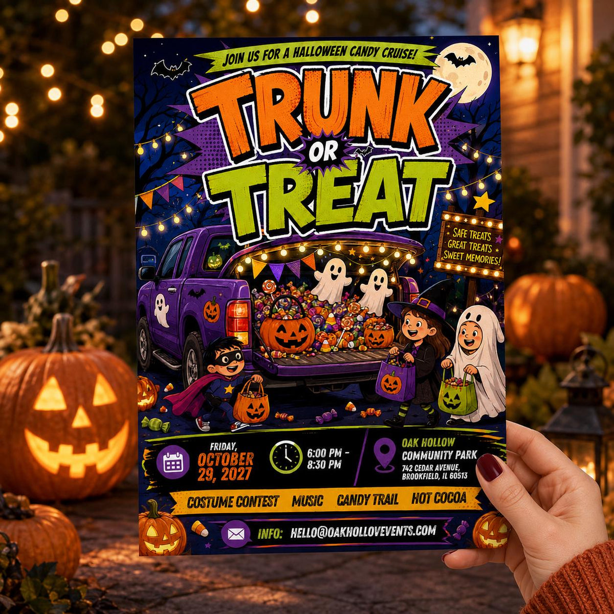 Halloween Candy Cruise Trunk or Treat Flyer — digital event flyer, instant download