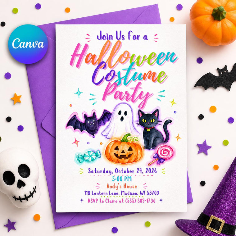 Halloween Costume Party Invitation: Cute Kids Spooky Trick or Treat