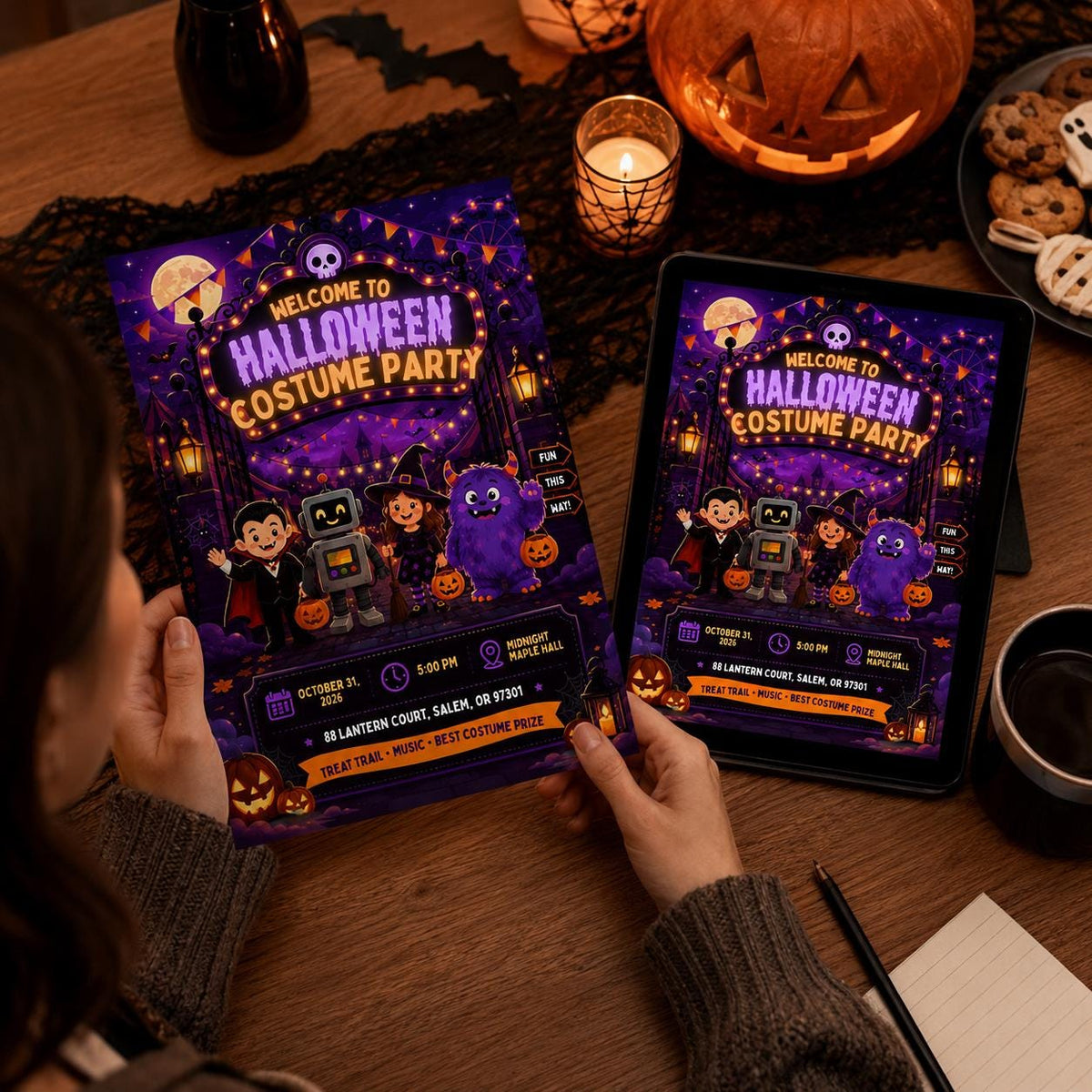 Halloween Costume Party Invitation: Cute Kids Trick or Treat Party — Halloween party stationery by VoltBy