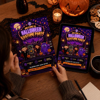 Halloween Costume Party Invitation: Cute Kids Trick or Treat Party — Halloween party stationery by VoltBy