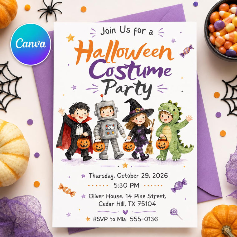 Halloween Costume Party Invitation: Kids Trick or Treat Party