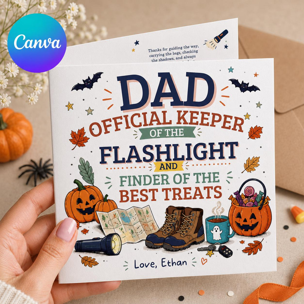 Halloween Greeting Card for Dad — editable Canva template