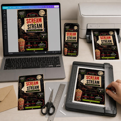 Halloween Movie Night Invitation: Outdoor Backyard Movie Party — digital invitation, instant download