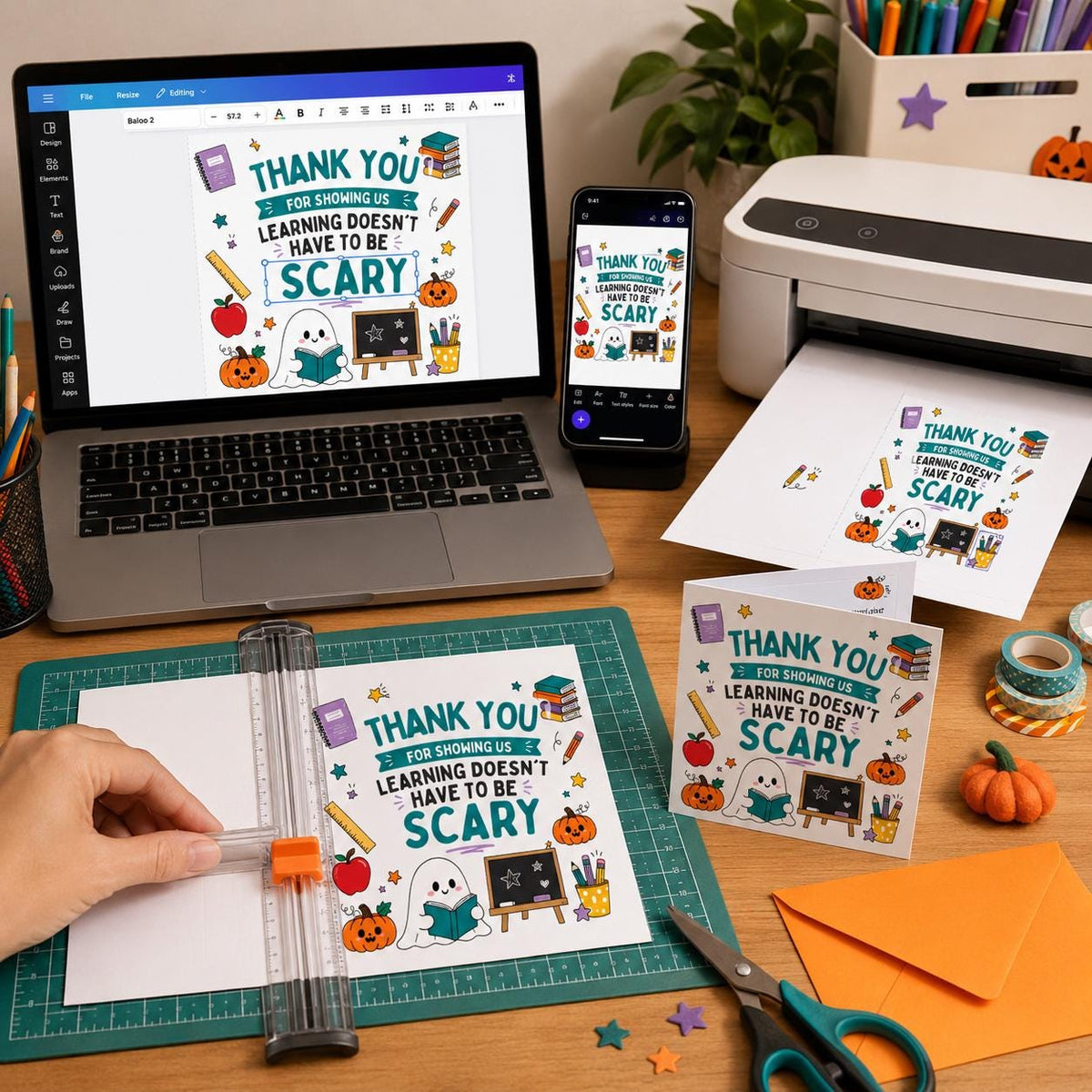 Halloween Teacher Thank You Greeting Card — digital greeting card, instant download