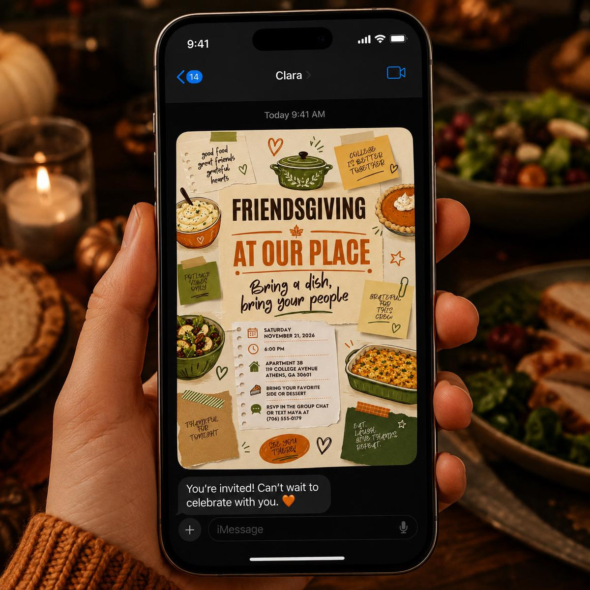 Hand Drawn Friendsgiving Invitation — invitation you personalize in Canva
