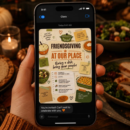 Hand Drawn Friendsgiving Invitation — invitation you personalize in Canva