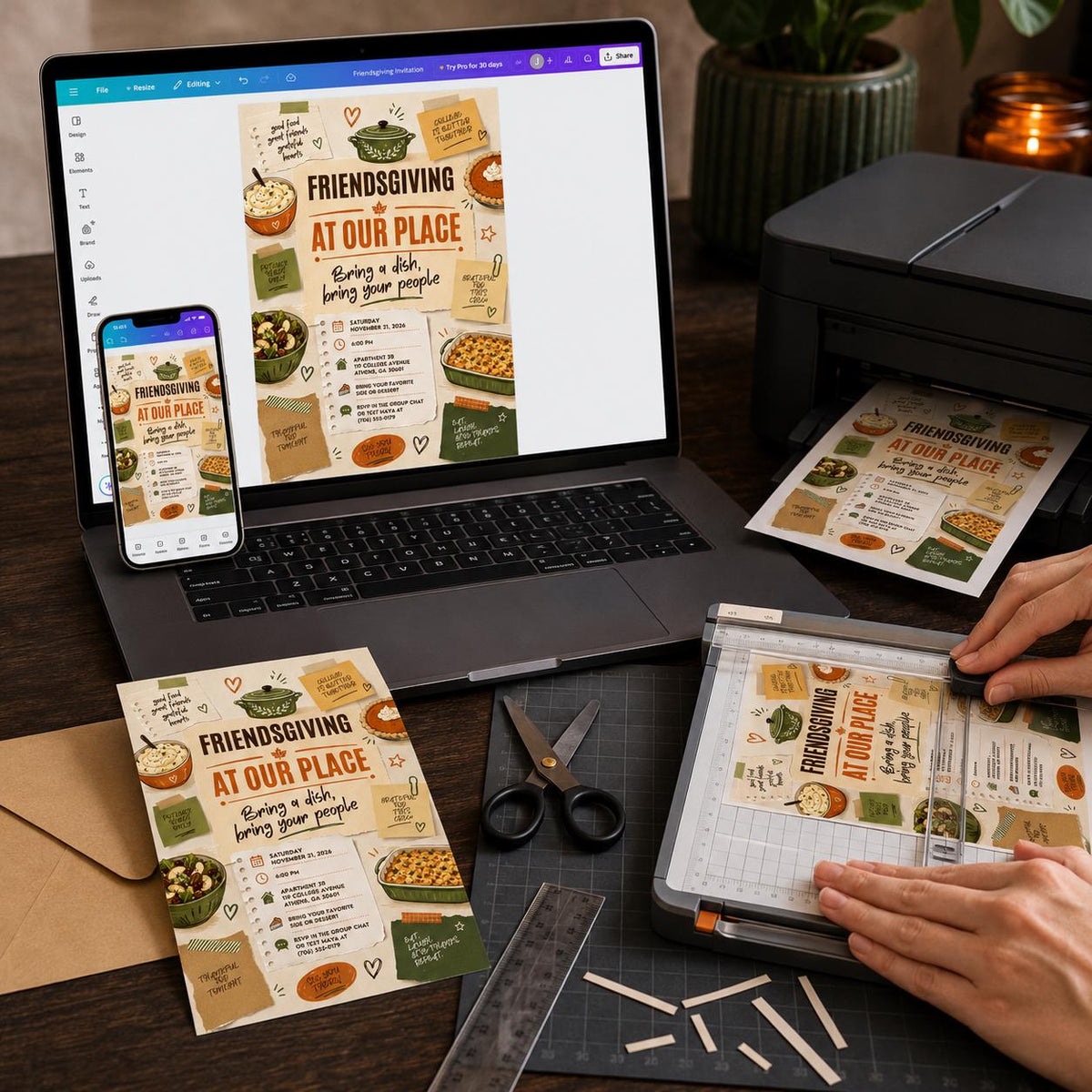Hand Drawn Friendsgiving Invitation — digital invitation, instant download