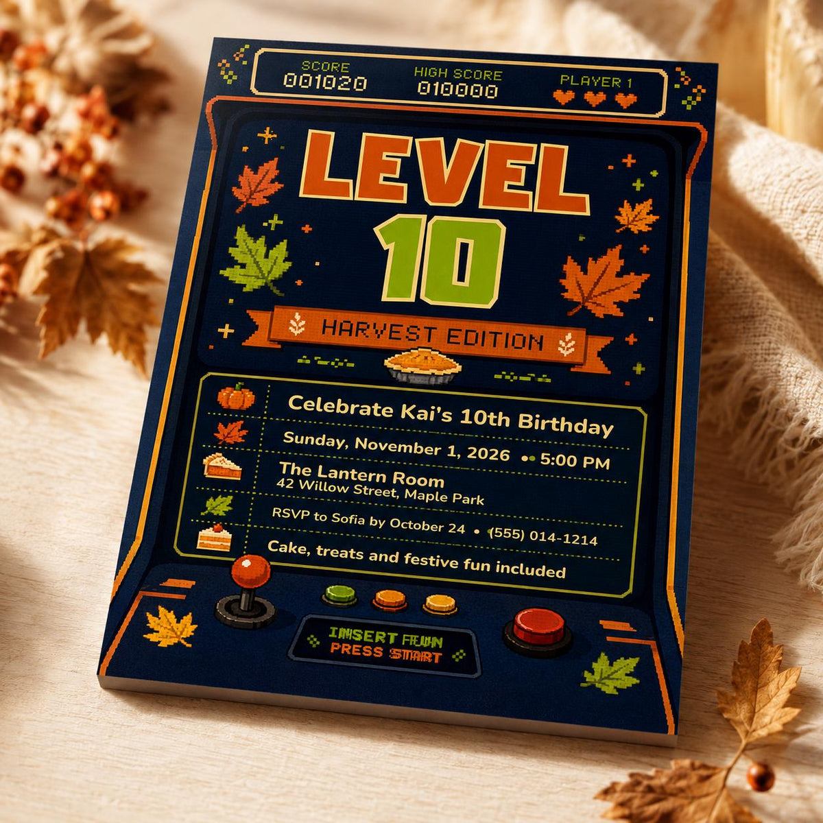 Harvest 10th Birthday Gamer Invitation — gaming design