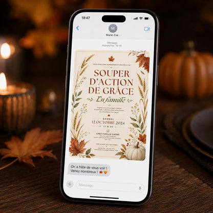 Harvest French Thanksgiving Invitation — invitation you personalize in Canva