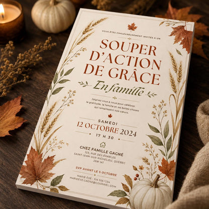 Harvest French Thanksgiving Invitation — Thanksgiving gathering stationery by VoltBy