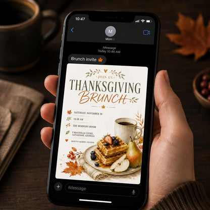 Harvest Thanksgiving Brunch Invitation — invitation you personalize in Canva