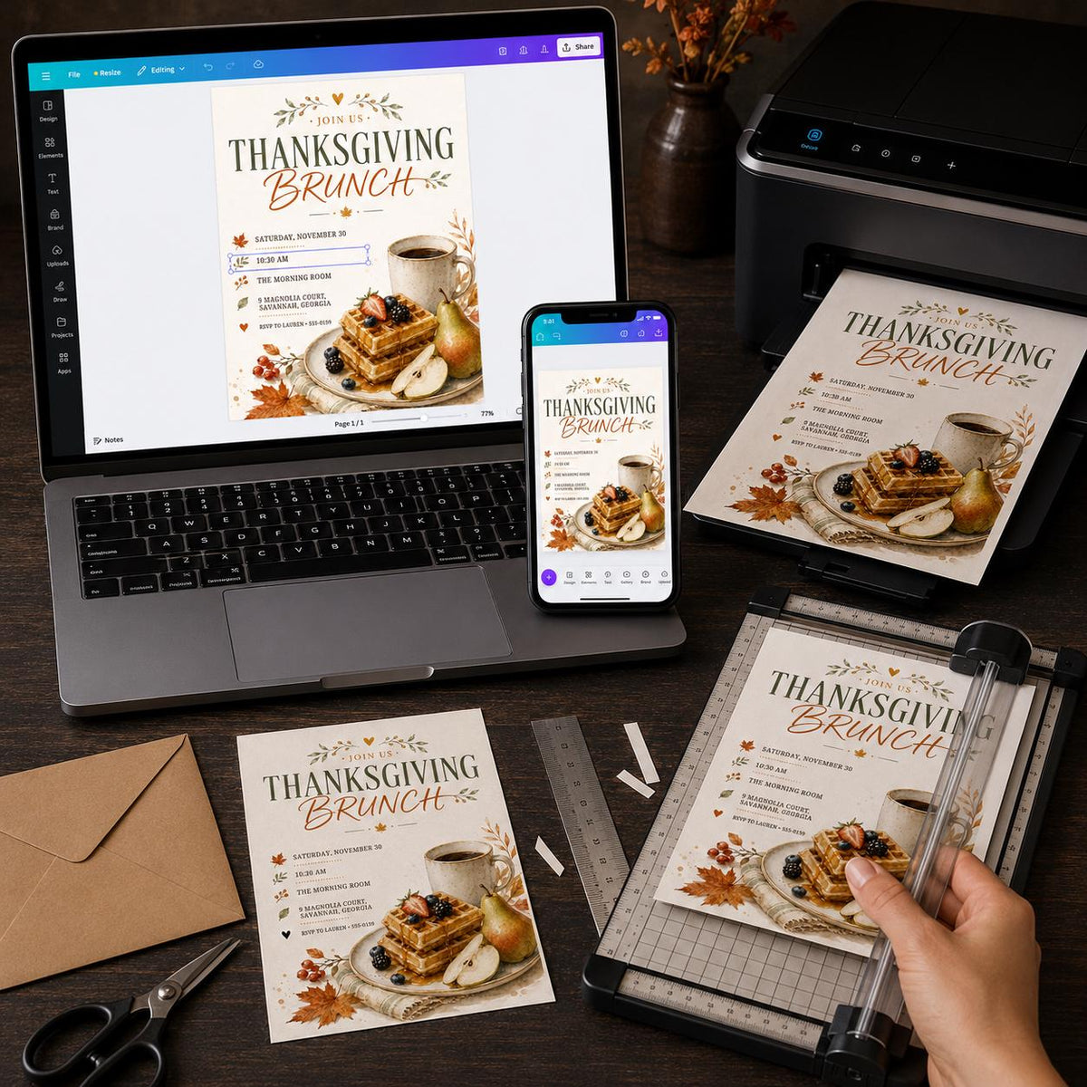 Harvest Thanksgiving Brunch Invitation — digital invitation, instant download