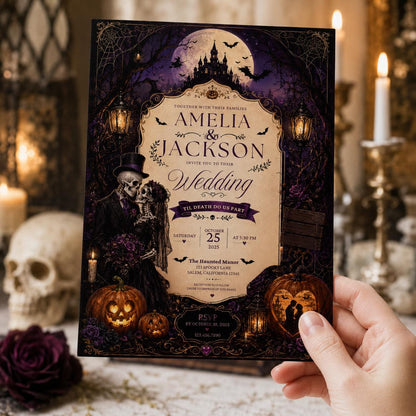 Haunted Castle Halloween Wedding Invitation — house design
