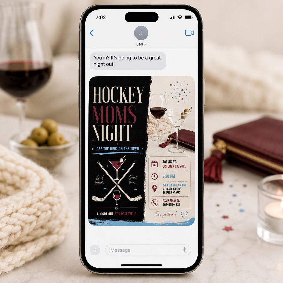 Hockey Moms Night Invitation — invitation you personalize in Canva