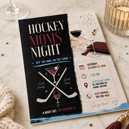 Hockey Moms Night Invitation — girls night stationery by VoltBy