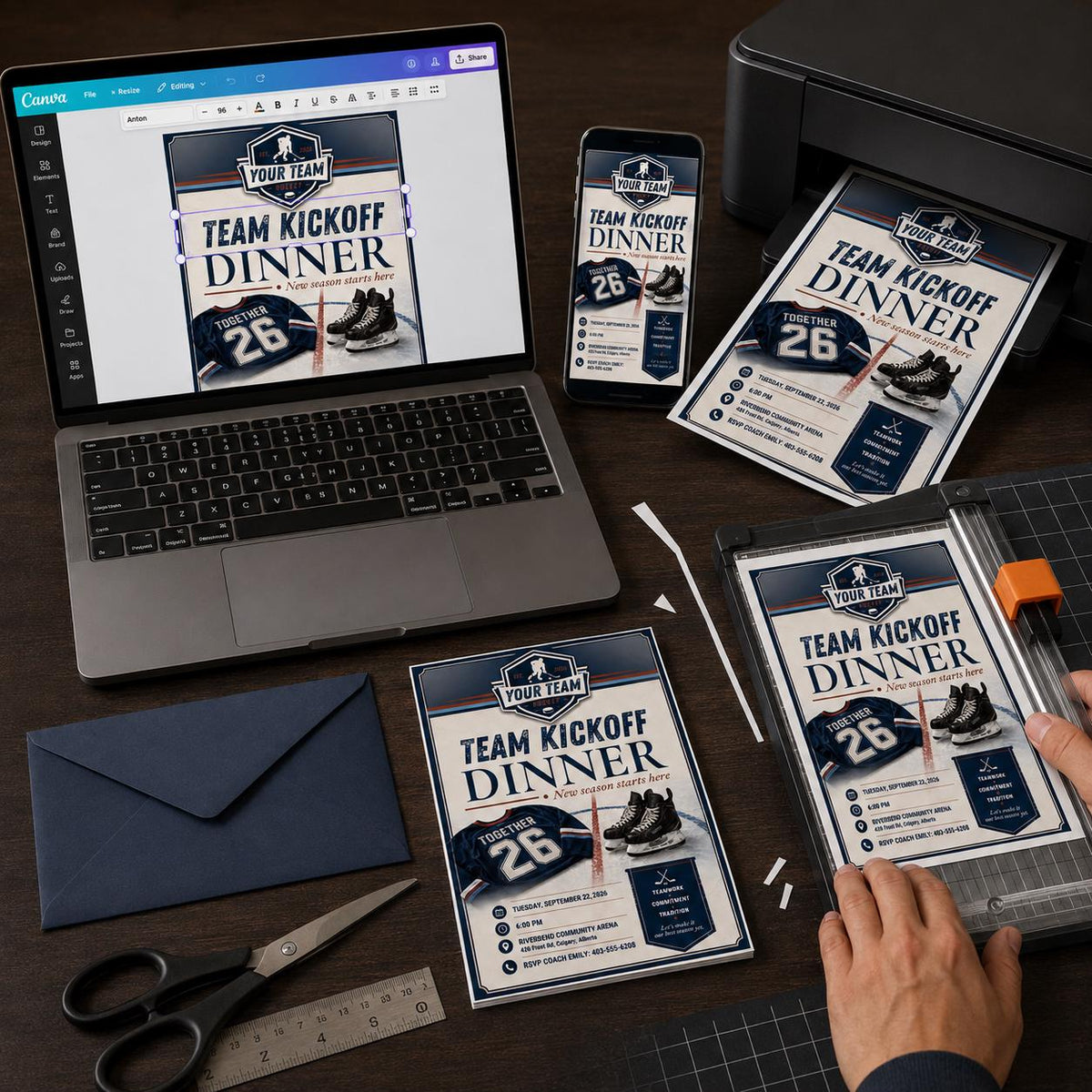 Hockey Team Kickoff Dinner Invitation — digital invitation, instant download