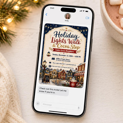 Holiday Lights Walk Invitation — invitation you personalize in Canva