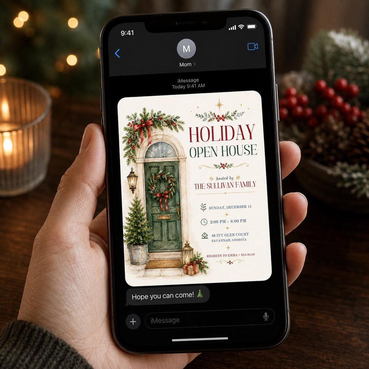 Holiday Open House Invitation — invitation you personalize in Canva