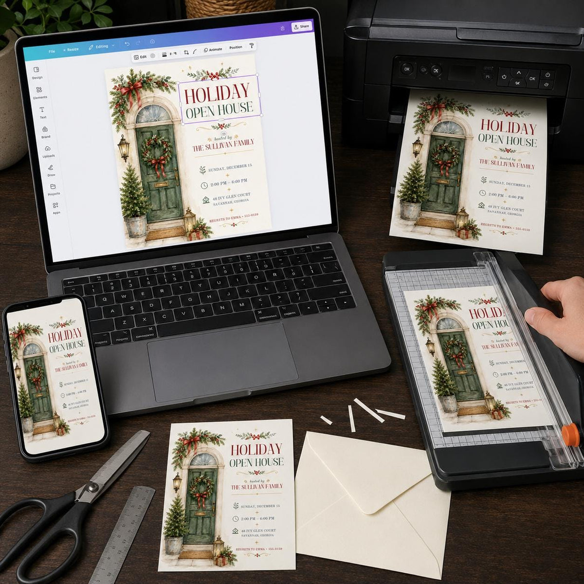 Holiday Open House Invitation — digital invitation, instant download