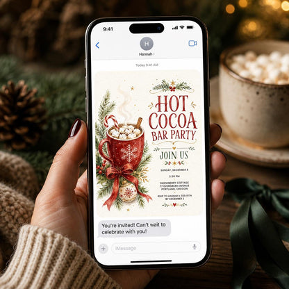 Hot Cocoa Bar Party Invitation — invitation you personalize in Canva