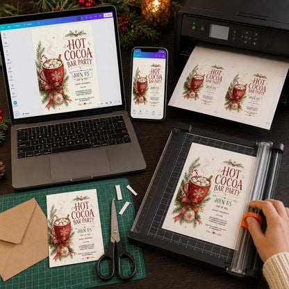Hot Cocoa Bar Party Invitation — digital invitation, instant download