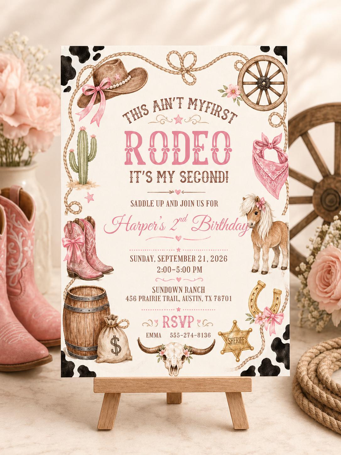 Editable Rodeo Birthday invitation-rodeo party-cowgirl party theme-instant download __etsy:7970276112
