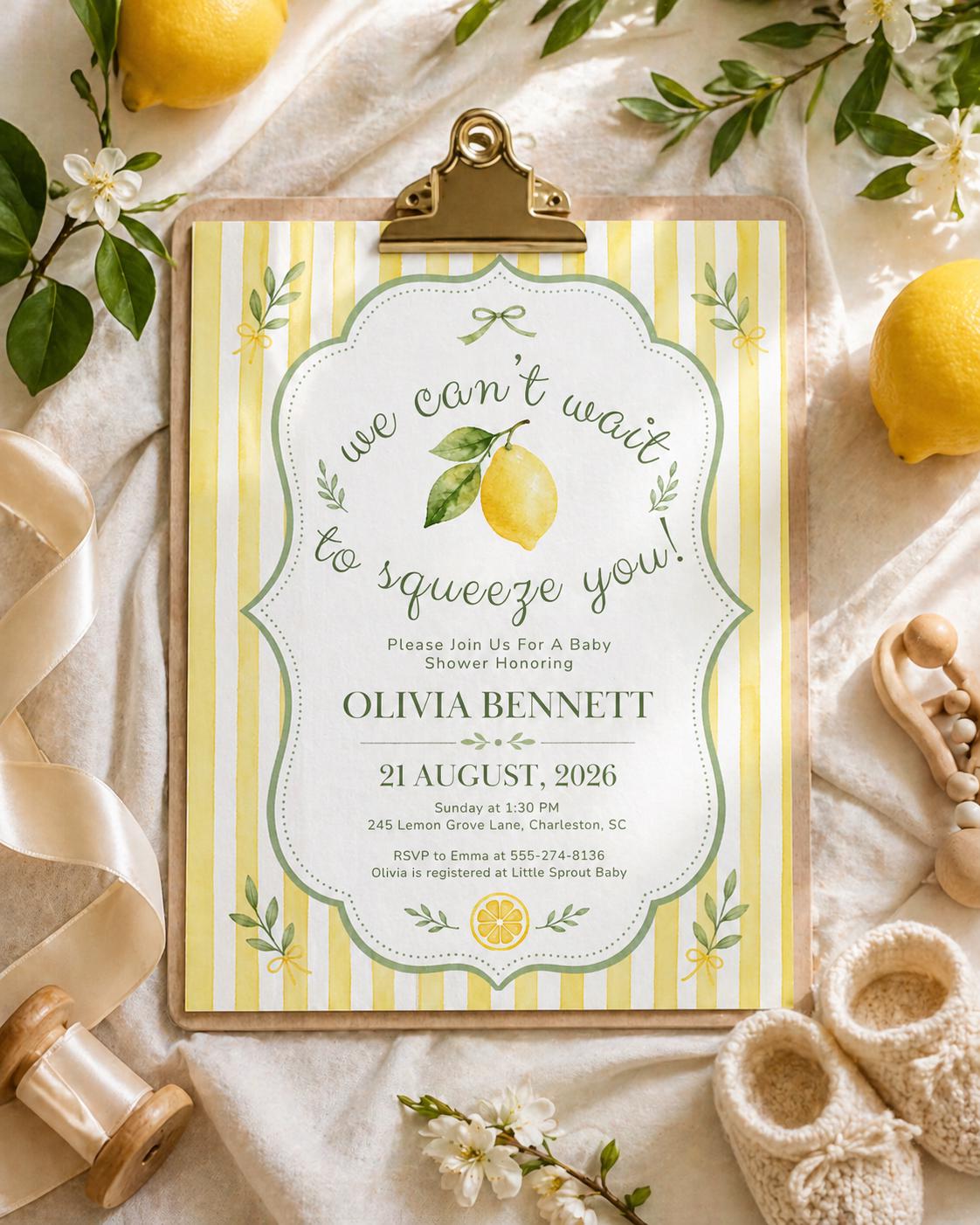 Lemon Baby Shower Invitation — design view 2