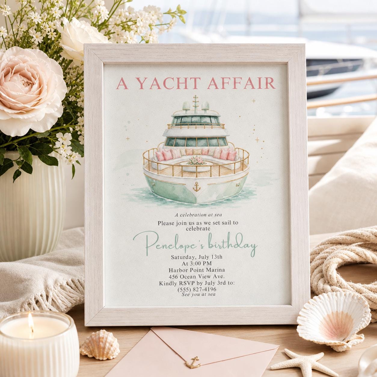Yacht Invitation Template, Nautical Party Invite, Editable Coastal Celebration, Boat Party, Shower, Birthday, Any Event Canva __etsy:7982231896