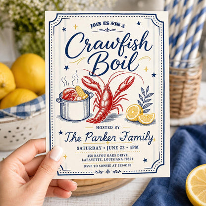 Crawfish Boil Invitation, Seafood Boil Party Invitation, Let The Good Times Boil, Red Plaid Invite, Any Occasion Invitation, Canva Template __etsy:7985911434