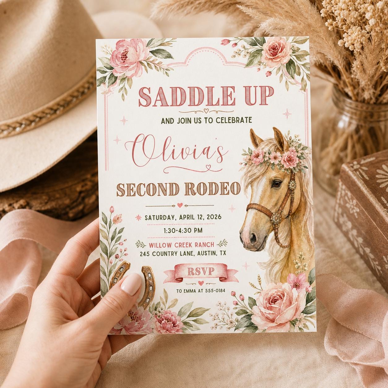 Editable Rodeo Invitation Template, Second Birthday Party, Rodeo Girls Party, Saddle up invite, Editable Canva Template __etsy:7986031908
