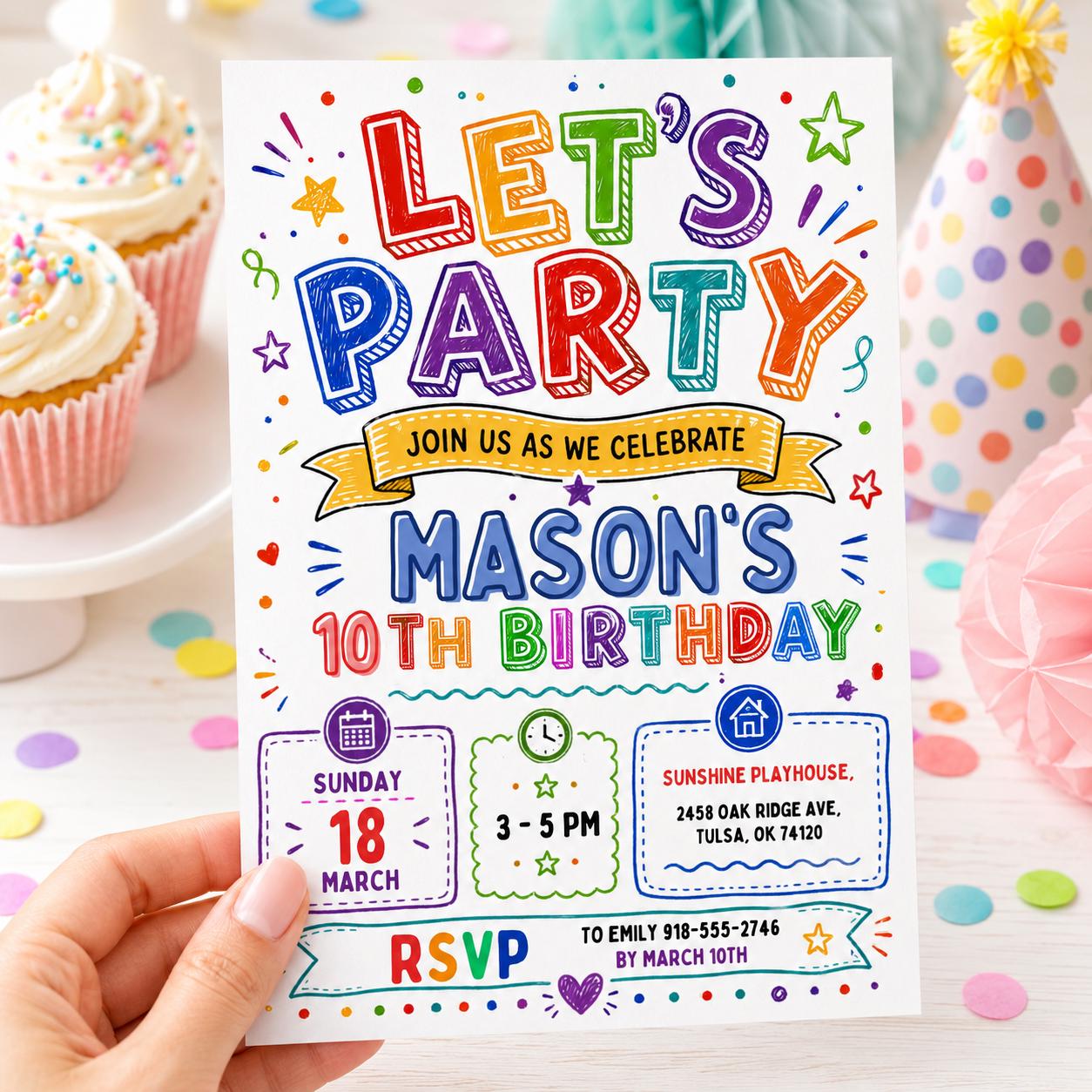 Groovy Birthday Party, Lets Party, Invitation Template, Editable Canva Template __etsy:7999271750